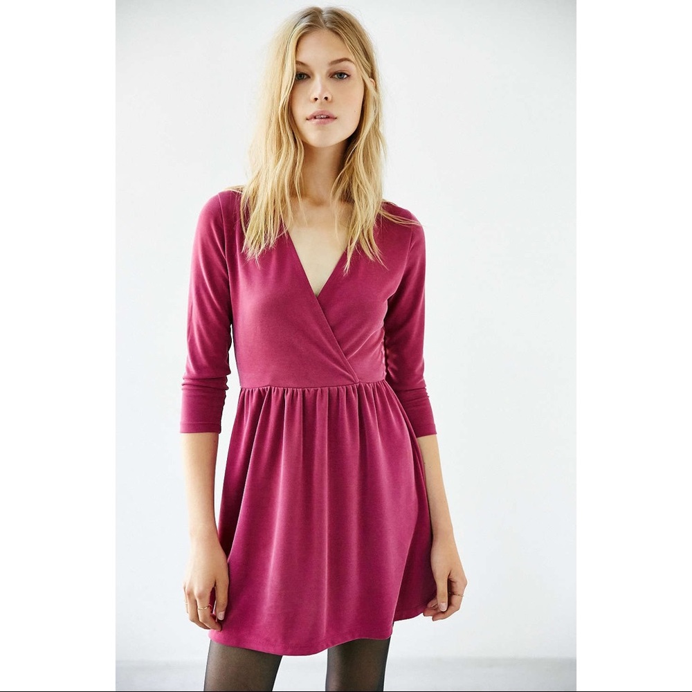 UO kimchi blue pink surplice deep v dress